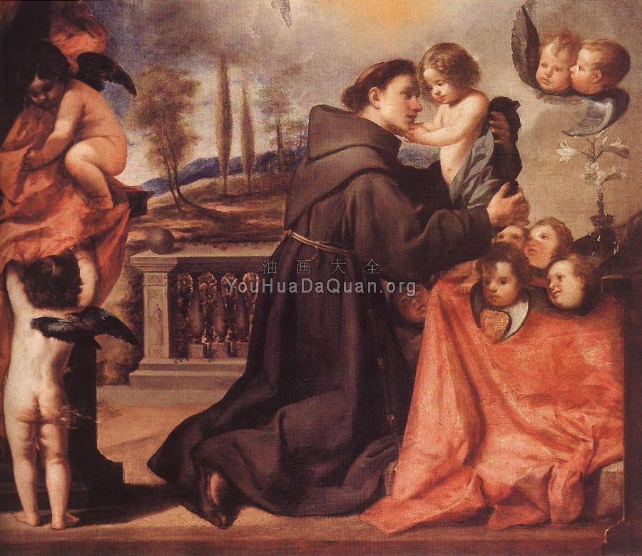 St Anthony of Padua with Christ Child - 安东尼奥·德·佩雷达